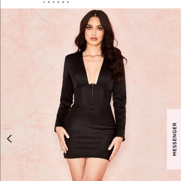 House of CB Dresses & Skirts - FREYA BLACK SATIN SCULPTED CORSET DRESS